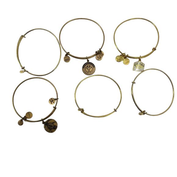 ALEX AND ANI Turn Peace Up Six Piece Bangle Bracelet Set Gold Tone Charms - Picture 6 of 6